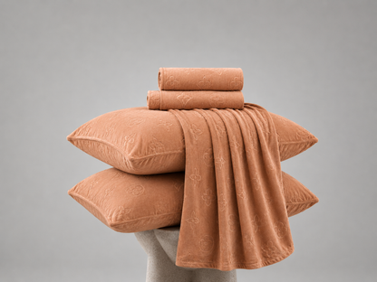 Monogram Luxe Milk  4 piece Velvet Bedding Set