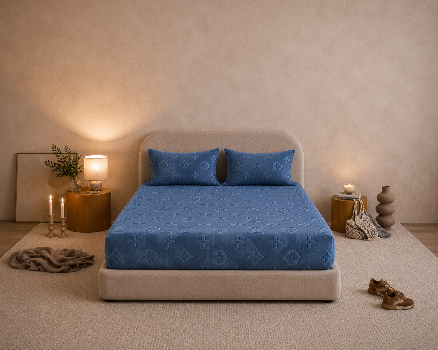 Monogram Luxe Fleece Fitted Sheet