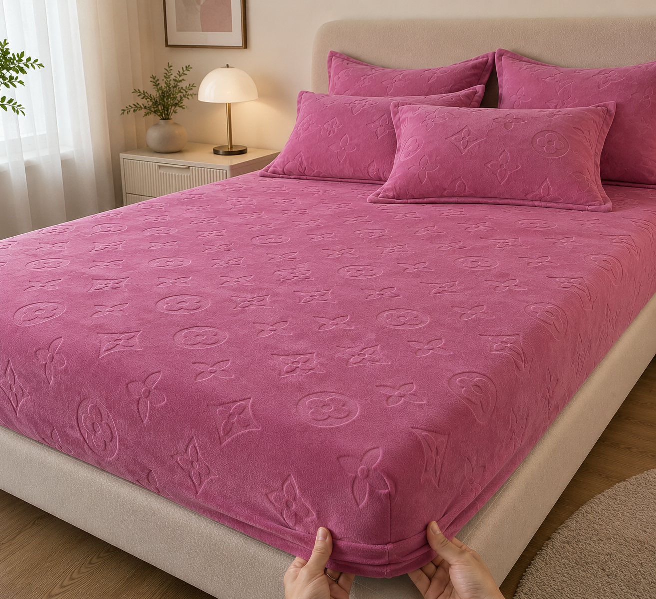 Monogram Luxe Fleece Fitted Sheet